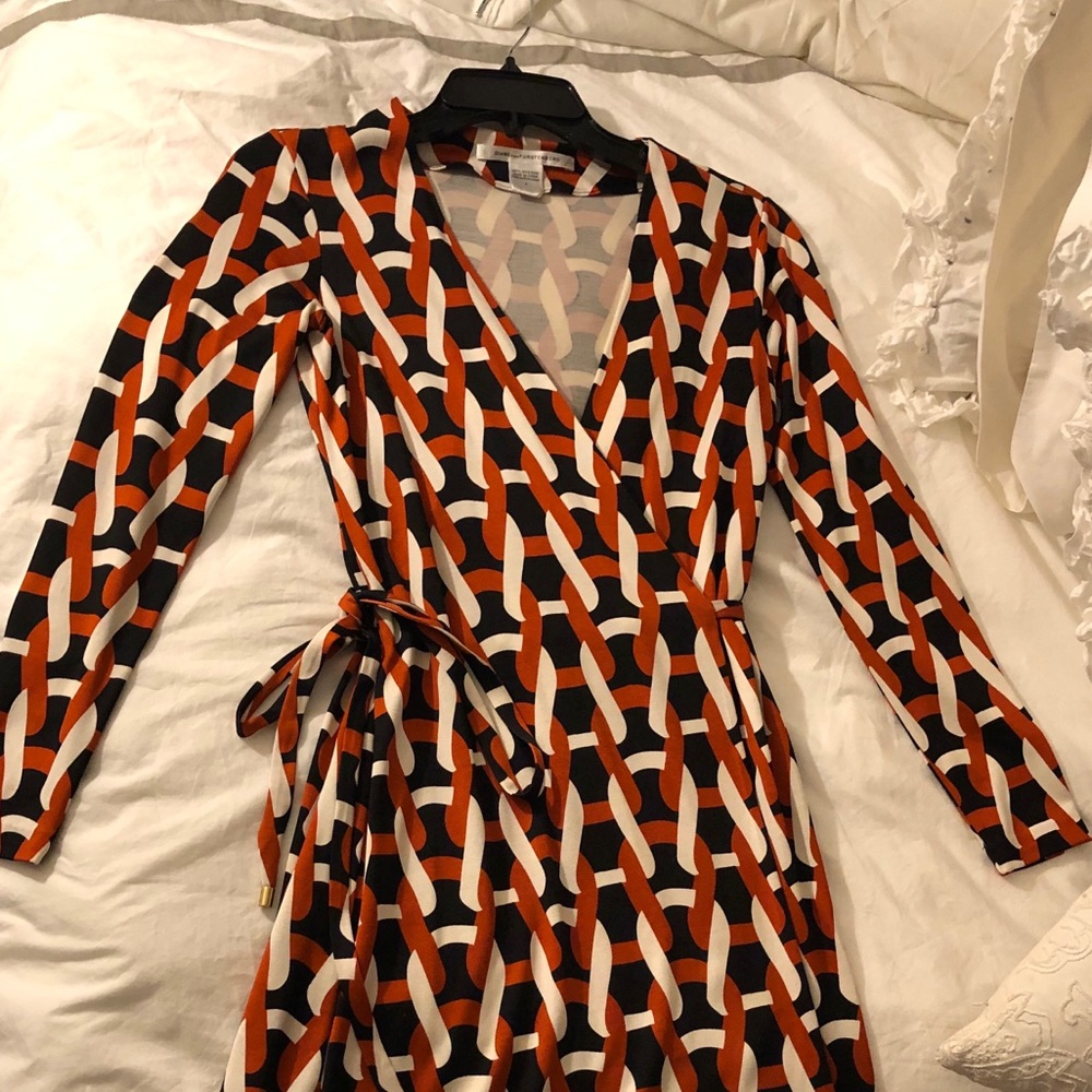 DVF Julian Silk Jersey Wrap Dress Sz 2